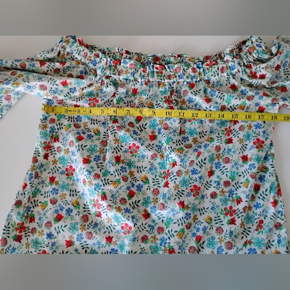 Liberty Art Fabric Tana Lawn Peasant Off The Shoulder Shirt Edenham Floral Sz 4 - Picture 12 of 14